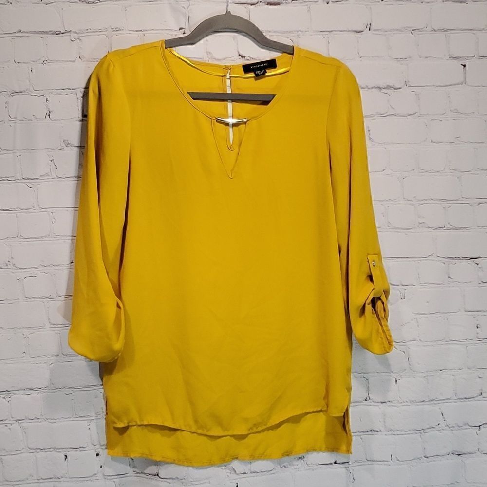 Atmosphere golden yellow three quarter sleeve blouse